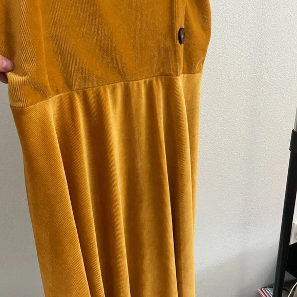 Knitworks XXL-plus gold mustard dress minimal 70s corduroy spring summer - Picture 8 of 13